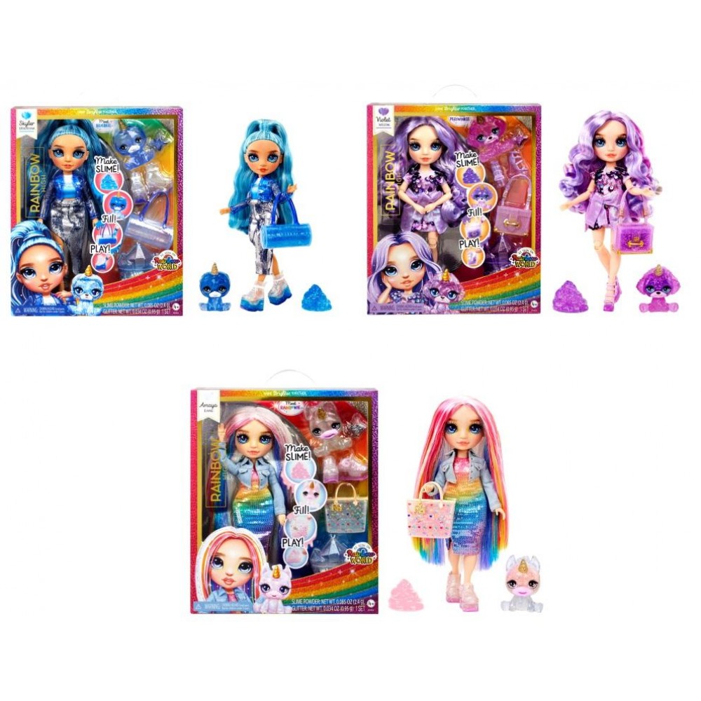 Rainbow High Shimmer Doll With Slime Kit Pet Skyler Violet Amaya